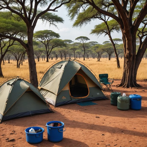 Quels sont les équipements indispensables pour un camping en région de savane pendant la saison sèche?